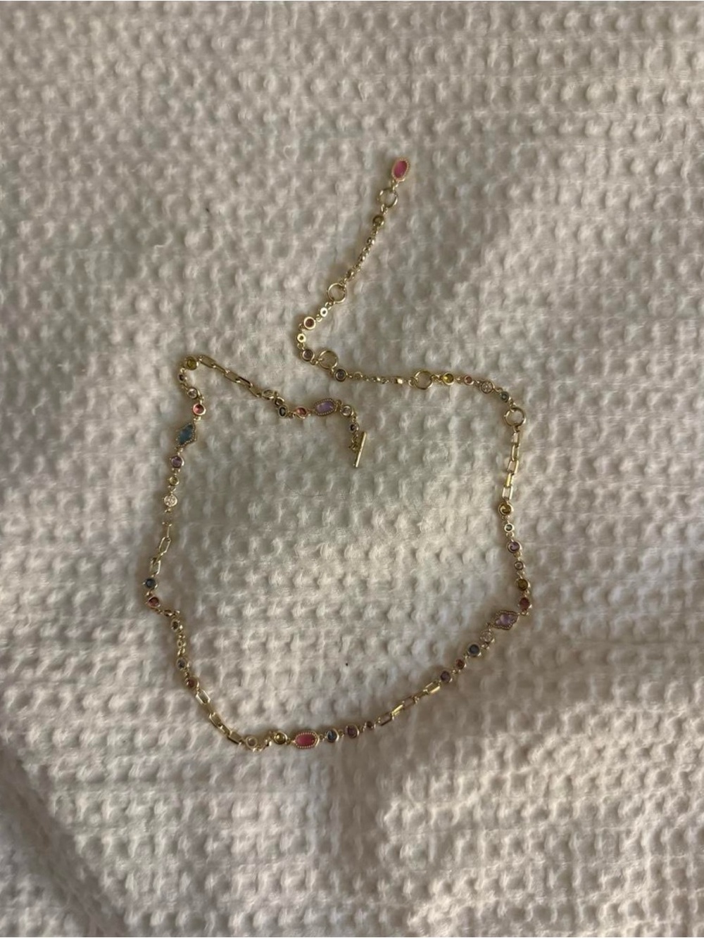 Gold-Tone Multicolor Crystal Station Necklace - Women Jewelry